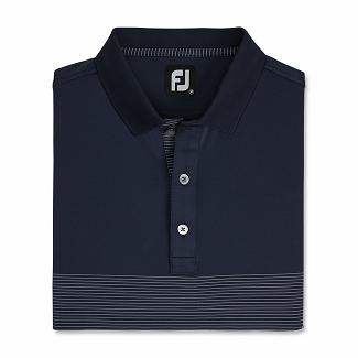 Men's Footjoy Lisle Golf Shirts Navy/White NZ-487410